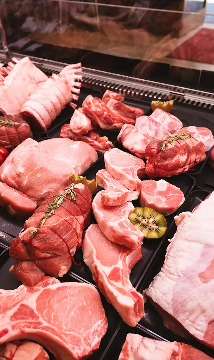 Étal boucherie artisanale viande fraîche Boucherie Costa Yverdon