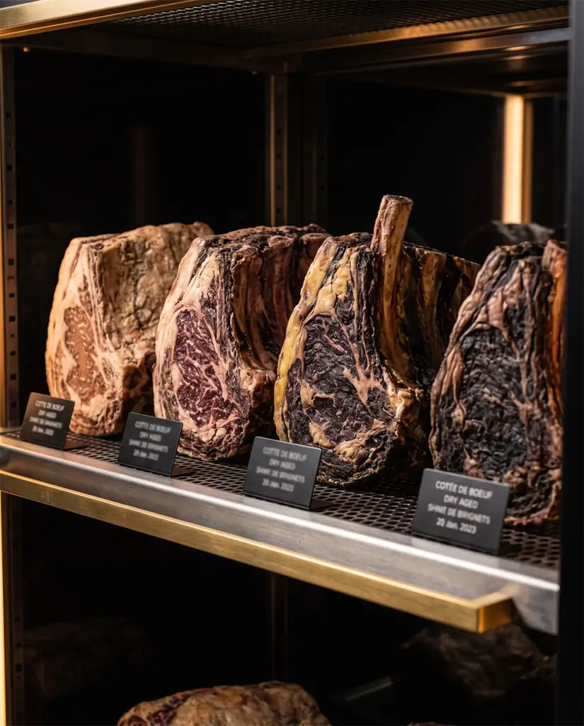 Côtes de bœuf à différentes durées de maturation en armoire, Boucherie Costa Yverdon