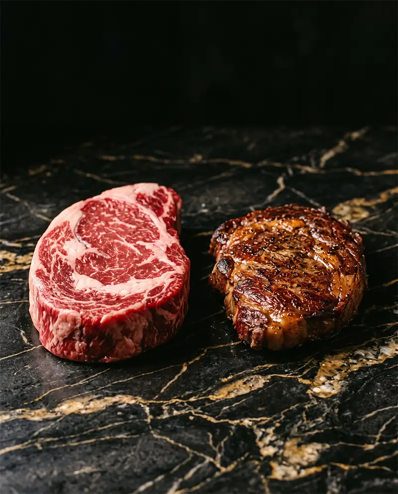 Différence de taille entre viande crue et cuite, conseil de la Boucherie Costa Yverdon